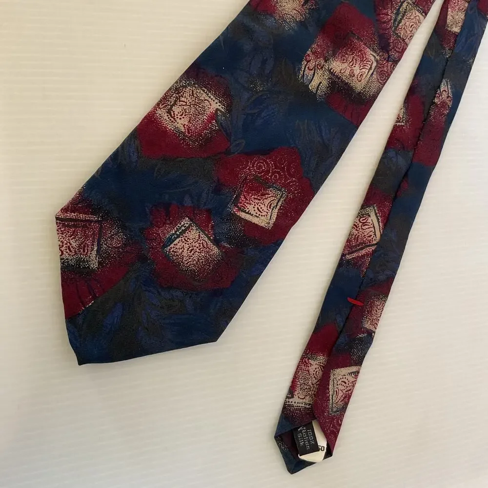 Vintage Halston 100% Italian Silk Tie Abstract Geometric Retro Necktie NWT